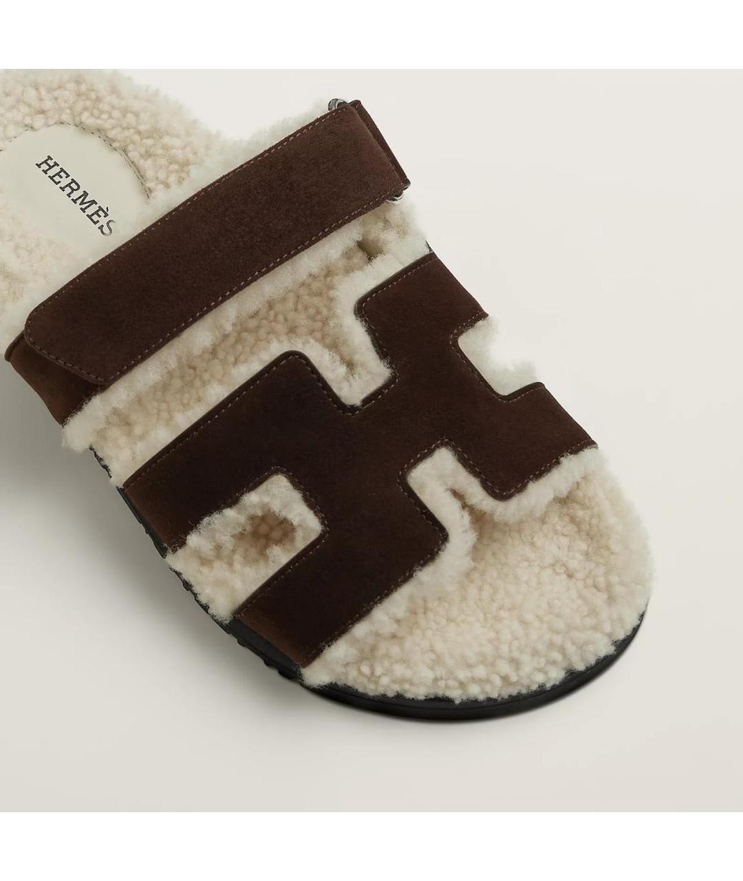 HERMES Коричневые замшевые сандалии, фото 2