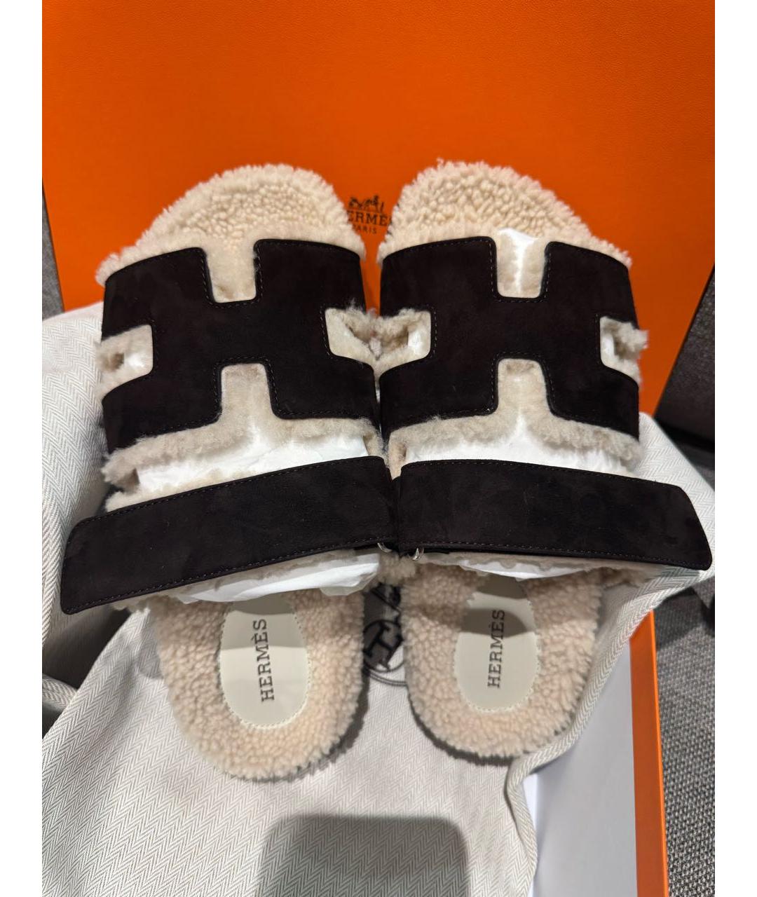 HERMES Коричневые замшевые сандалии, фото 3