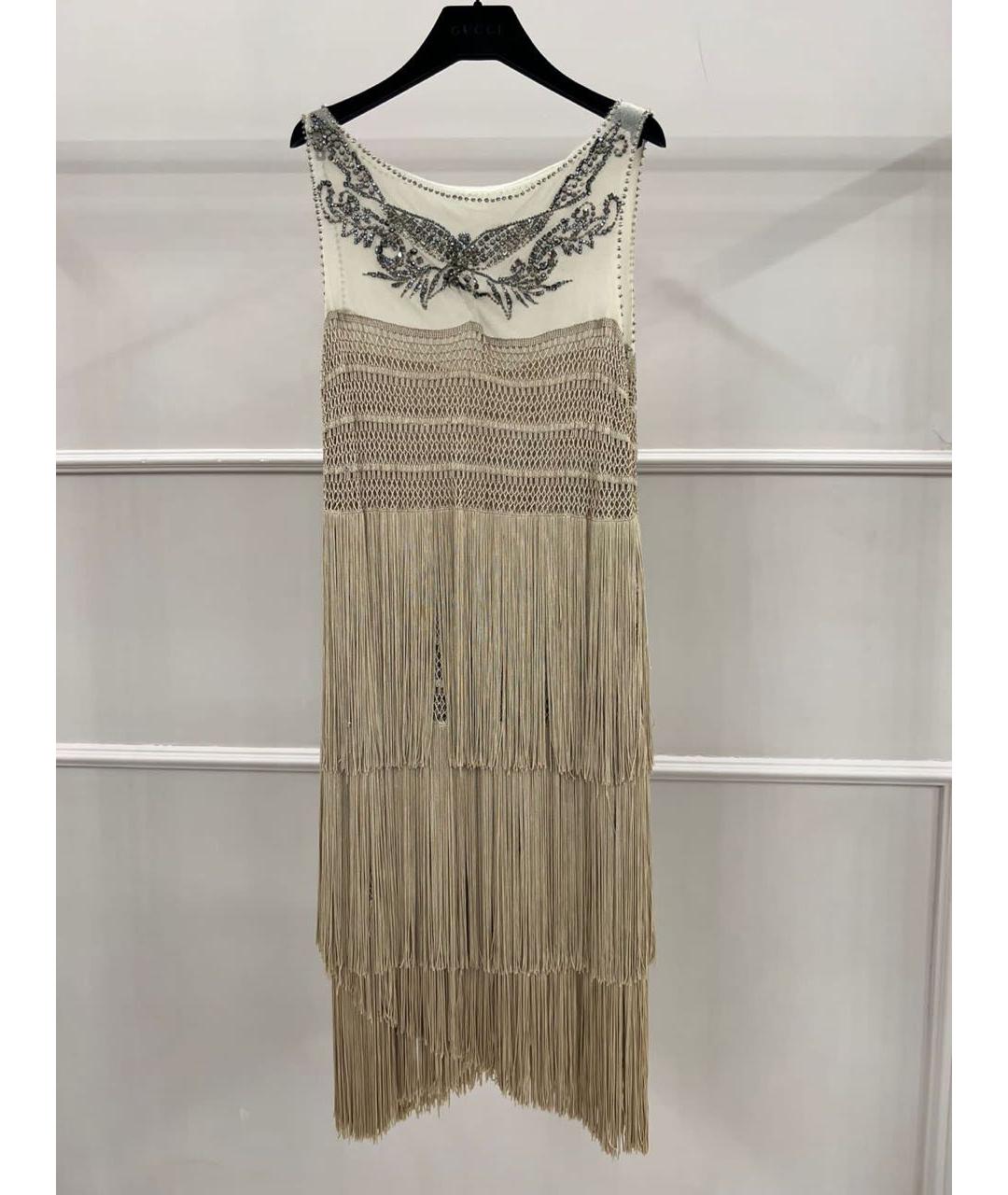 ALBERTA FERRETTI Бежевое повседневное платье, фото 9