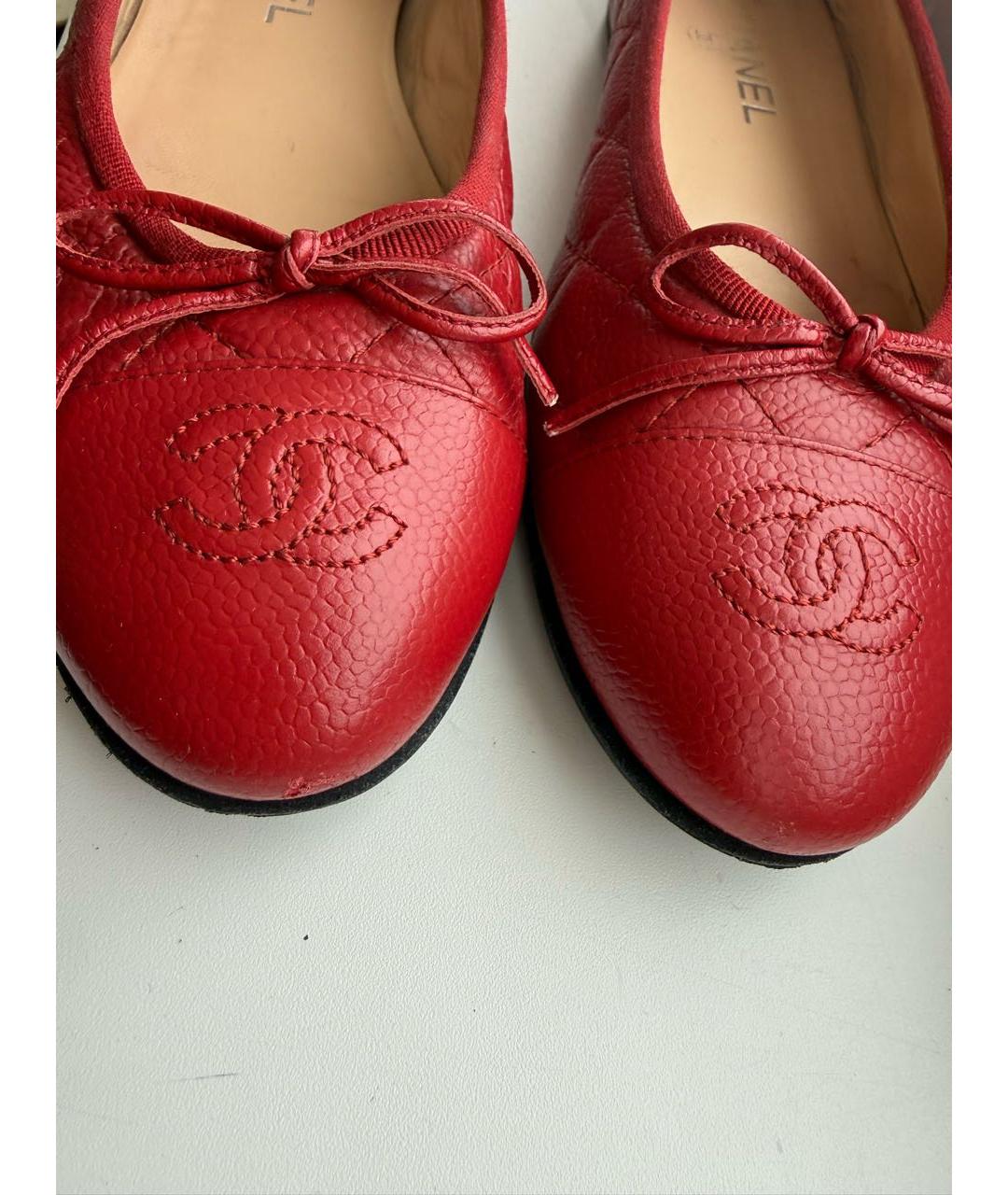 CHANEL Красные кожаные балетки, фото 2