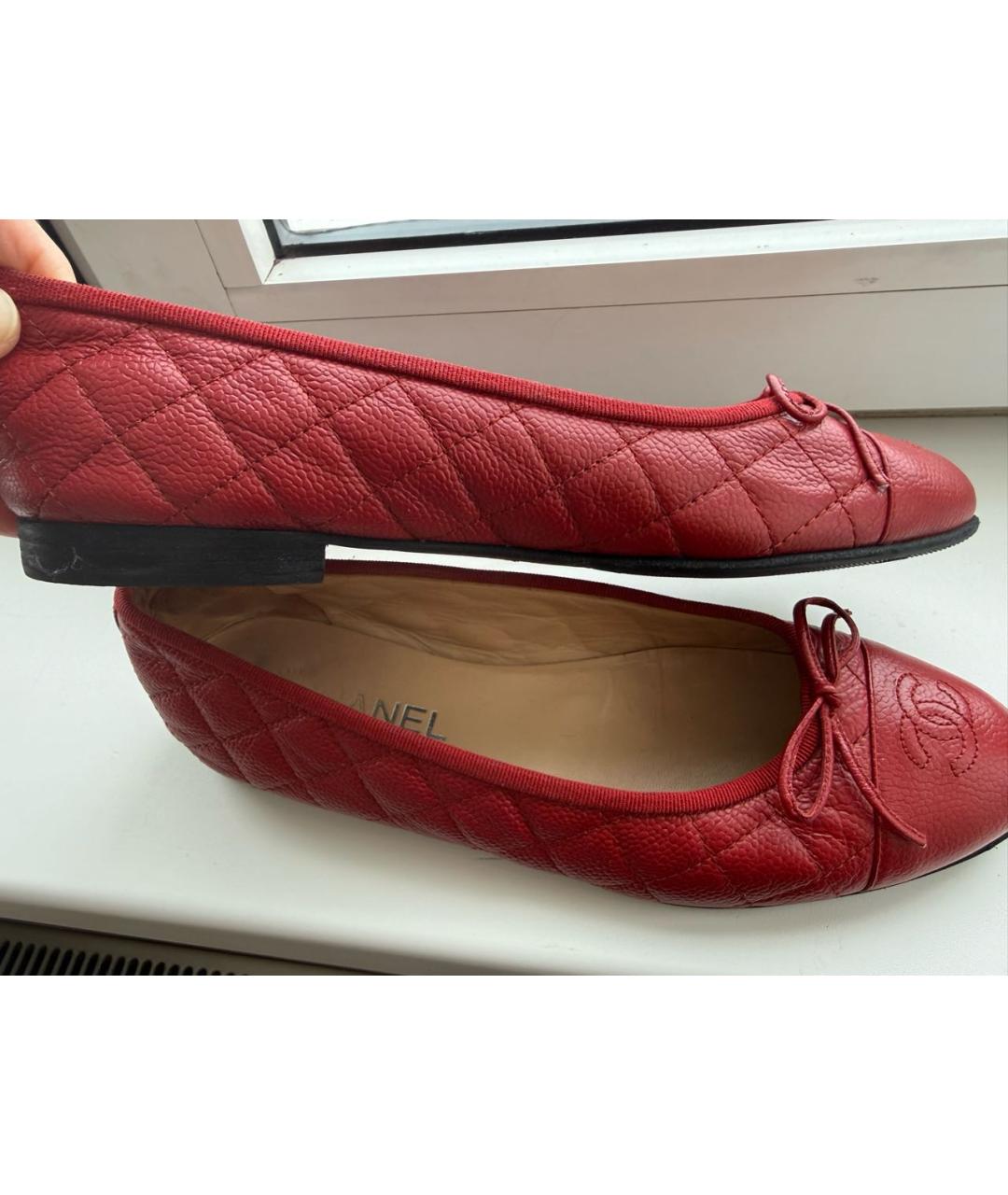 CHANEL Красные кожаные балетки, фото 5