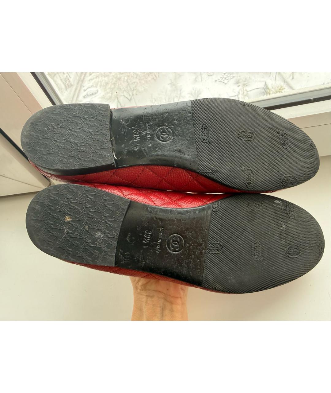 CHANEL Красные кожаные балетки, фото 4