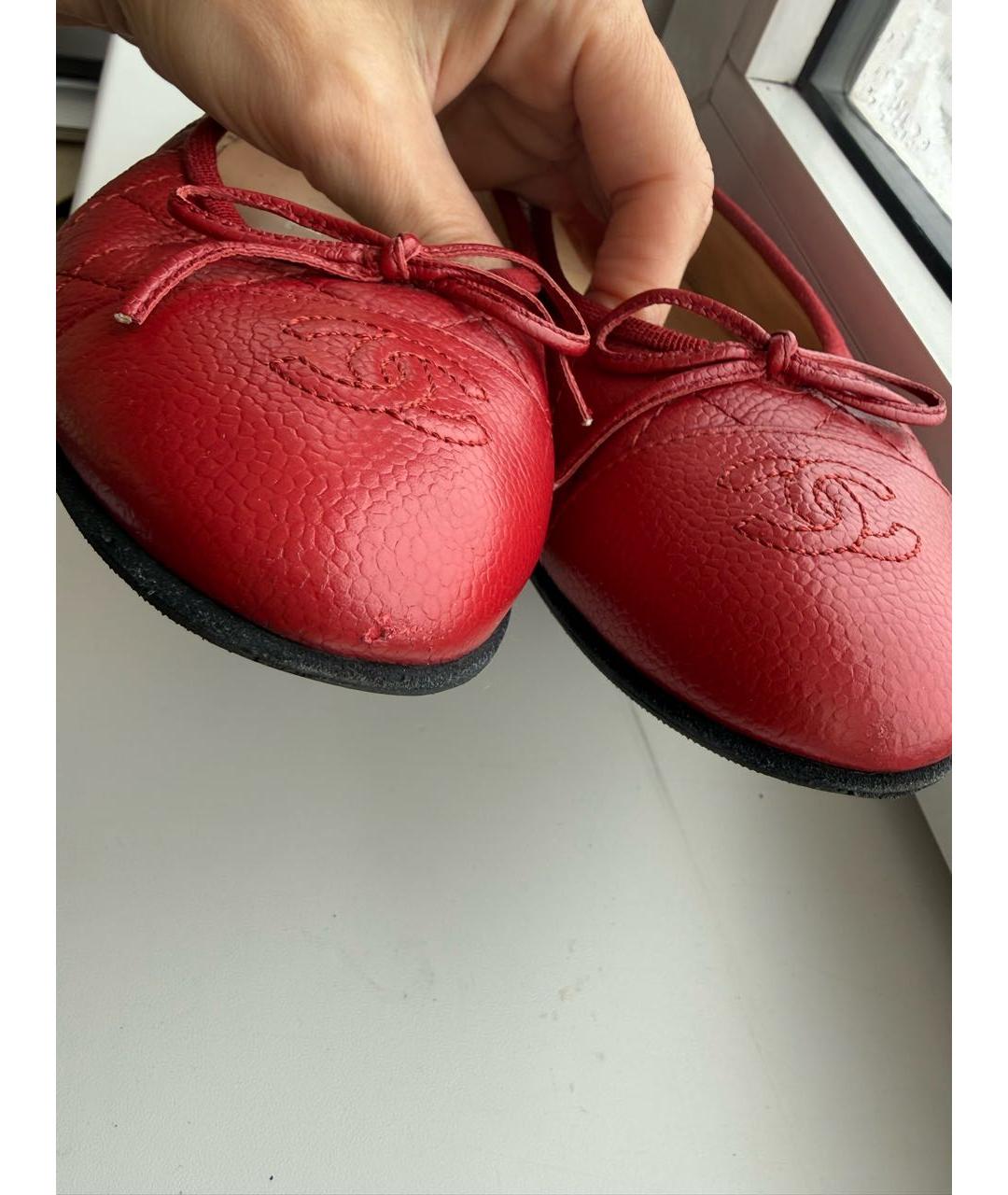 CHANEL Красные кожаные балетки, фото 6