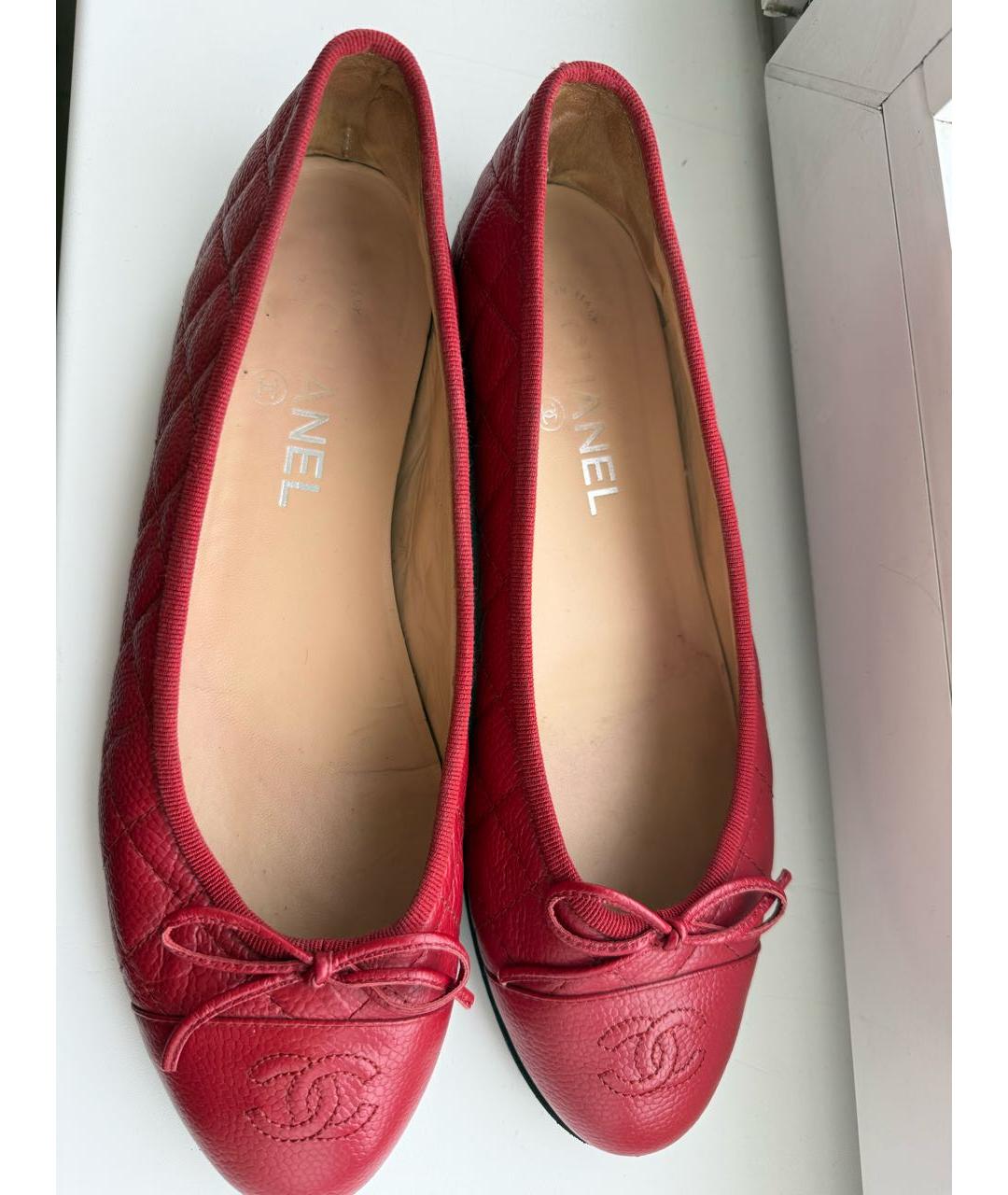 CHANEL Красные кожаные балетки, фото 3