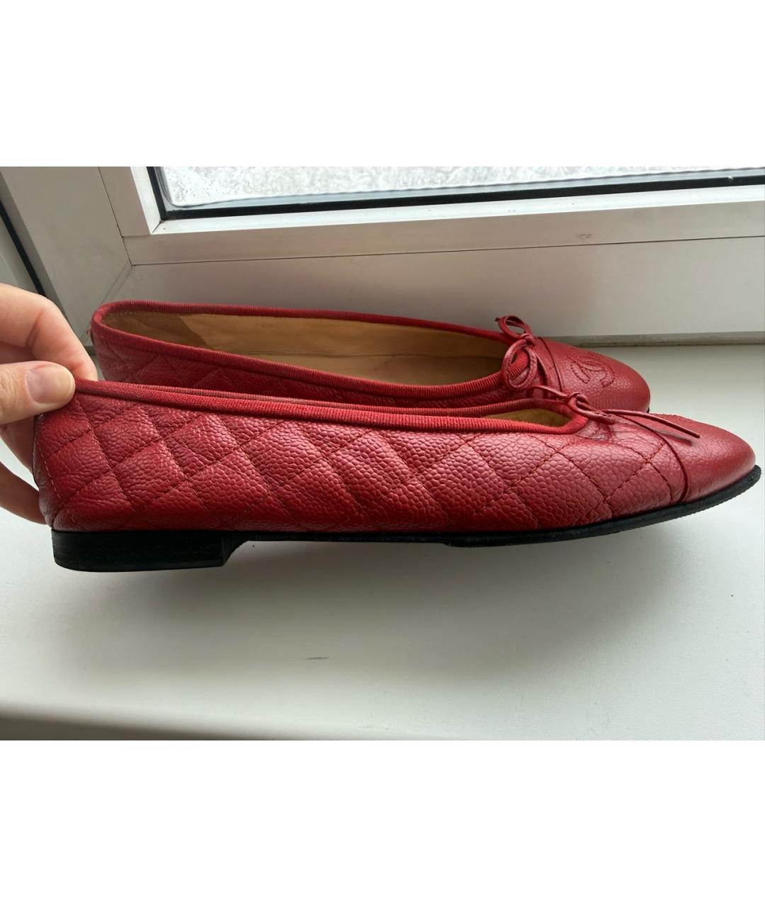 CHANEL Красные кожаные балетки, фото 7