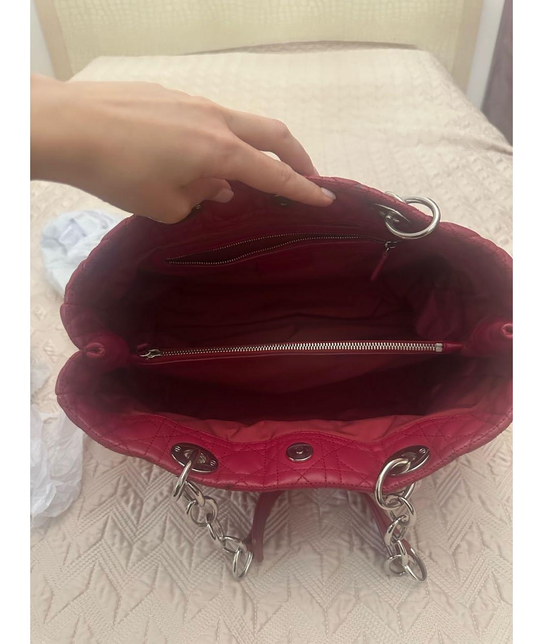 CHRISTIAN DIOR Красная кожаная сумка тоут, фото 4