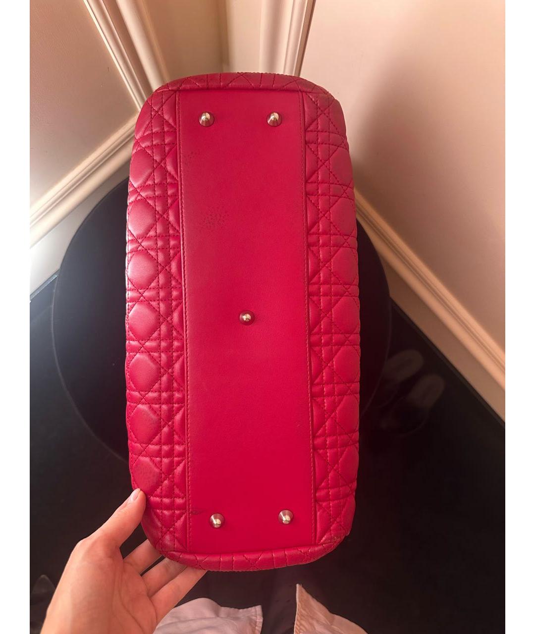 CHRISTIAN DIOR Красная кожаная сумка тоут, фото 6