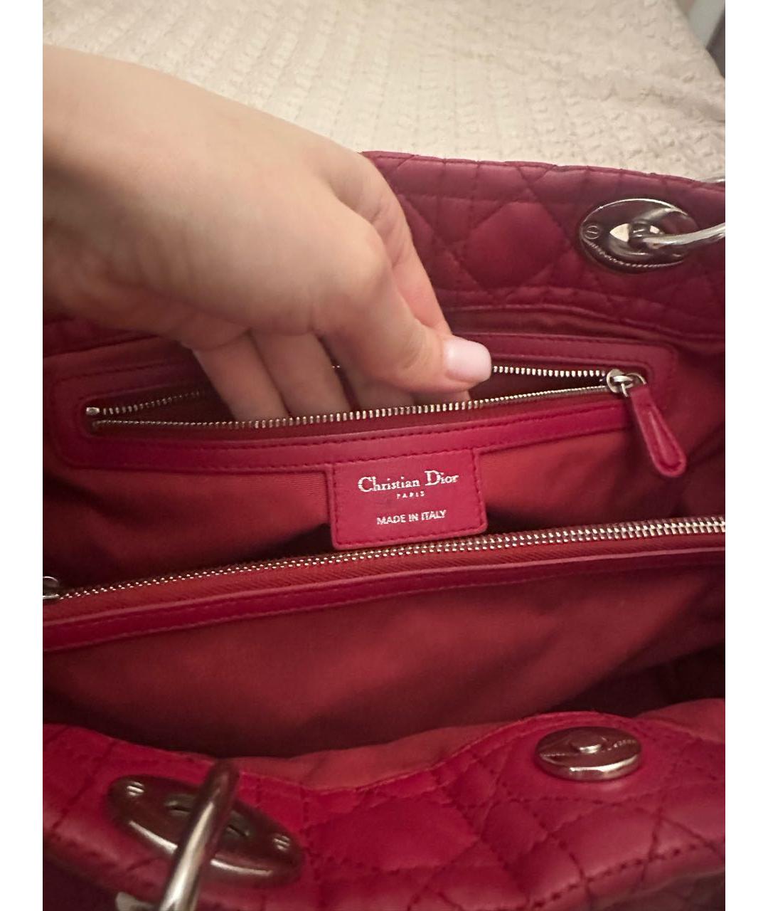 CHRISTIAN DIOR Красная кожаная сумка тоут, фото 5