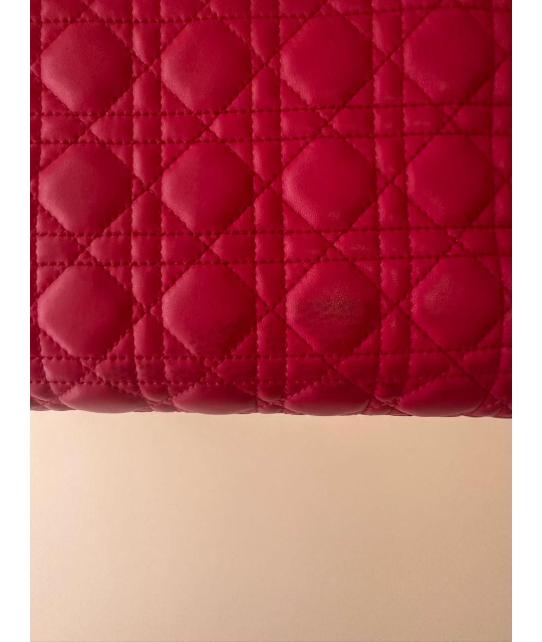 CHRISTIAN DIOR Красная кожаная сумка тоут, фото 7