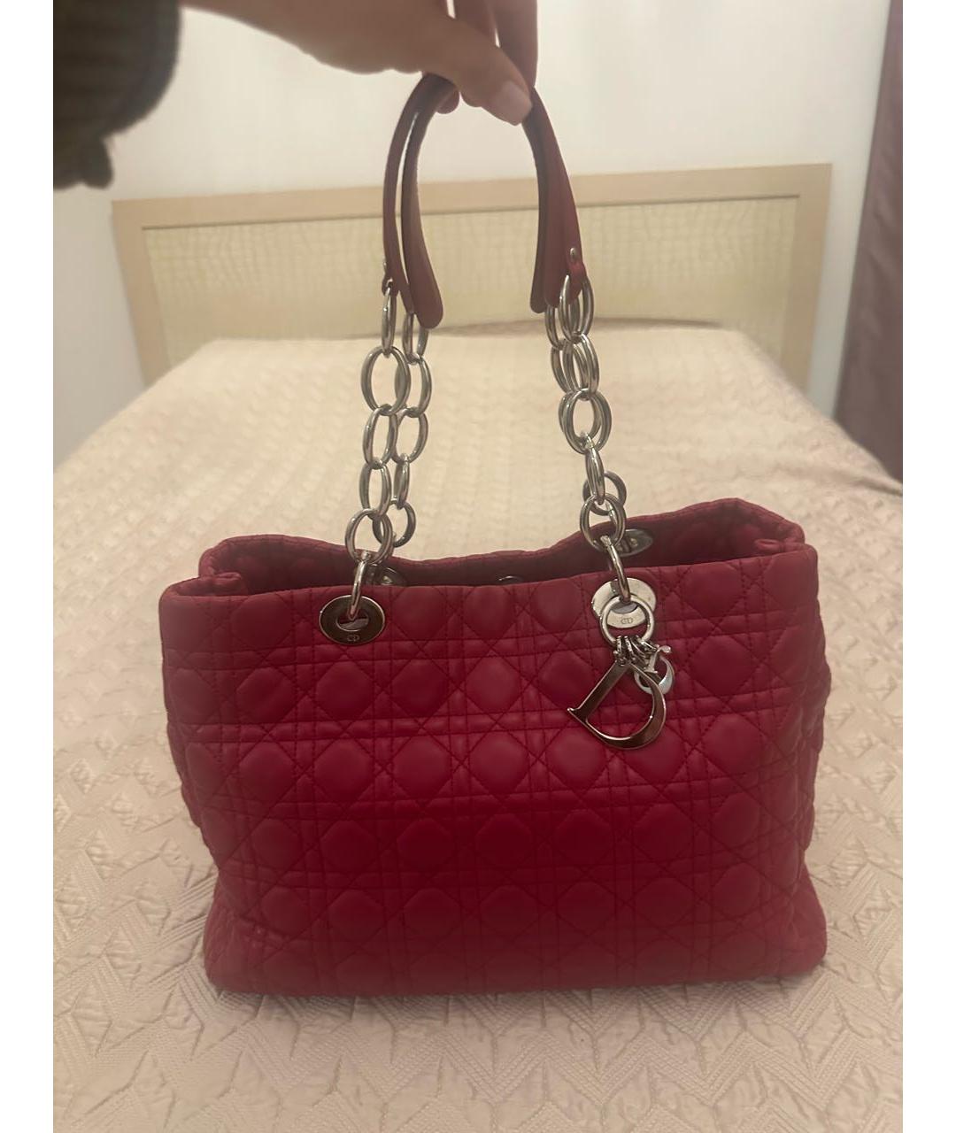 CHRISTIAN DIOR Красная кожаная сумка тоут, фото 2