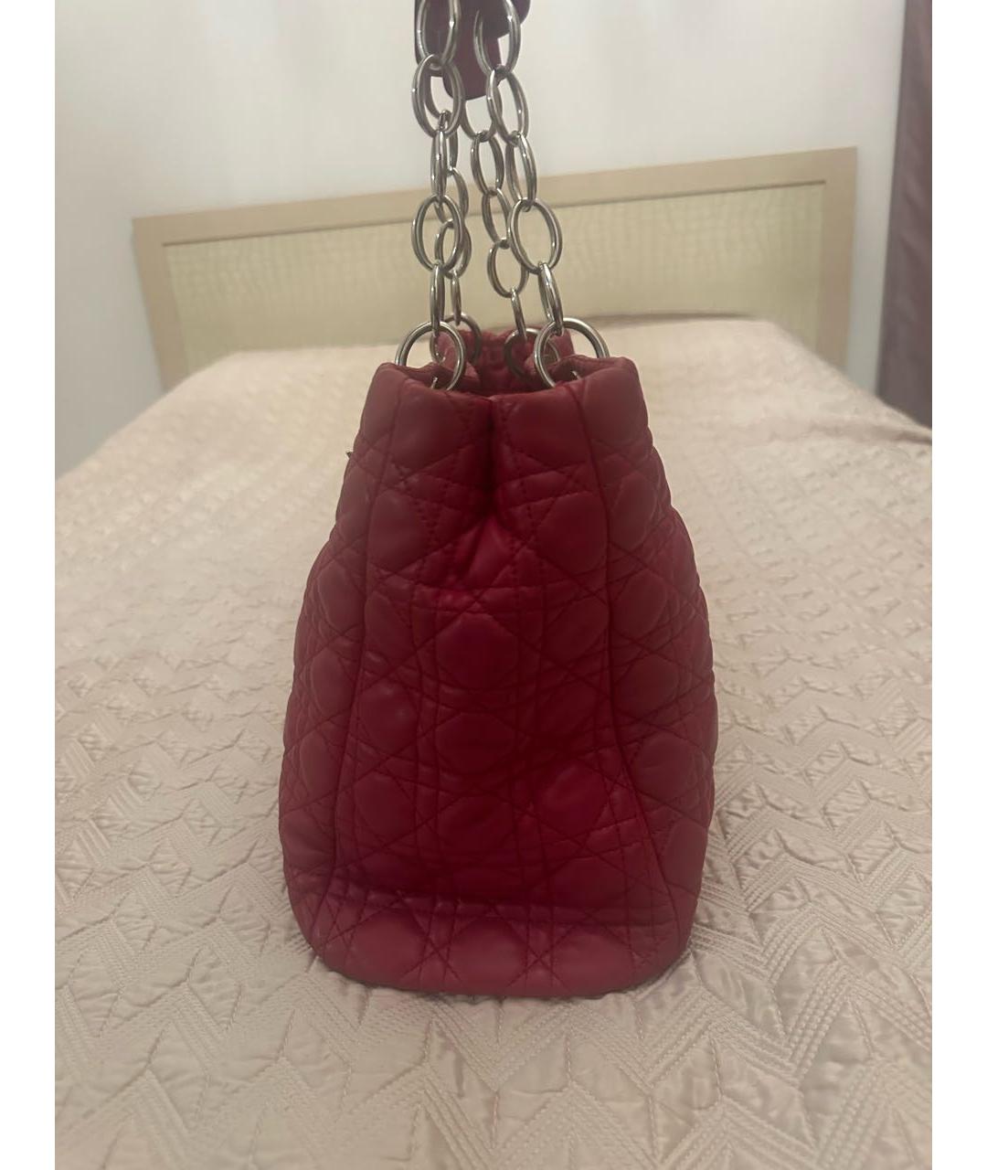 CHRISTIAN DIOR Красная кожаная сумка тоут, фото 3