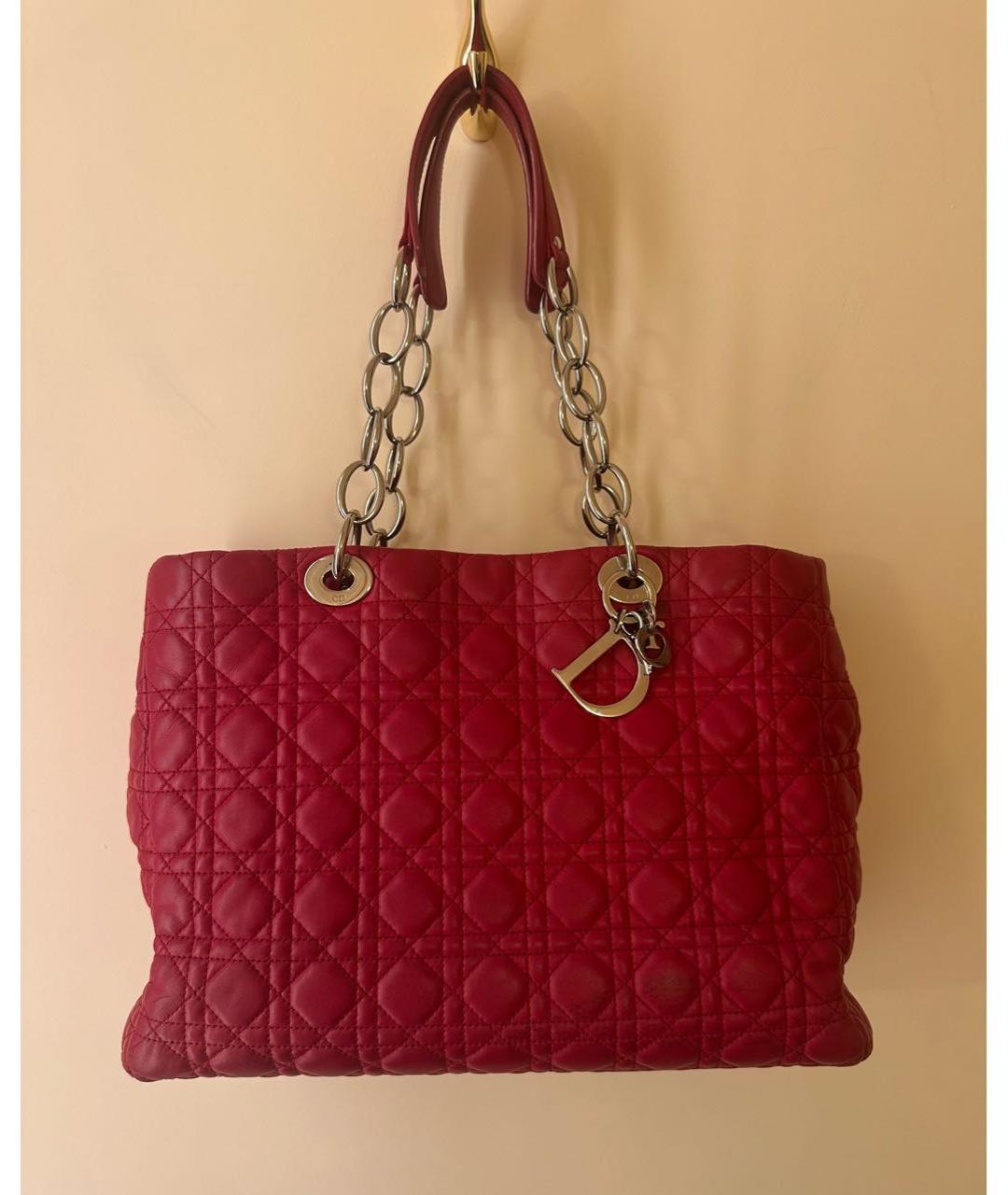 CHRISTIAN DIOR Красная кожаная сумка тоут, фото 9