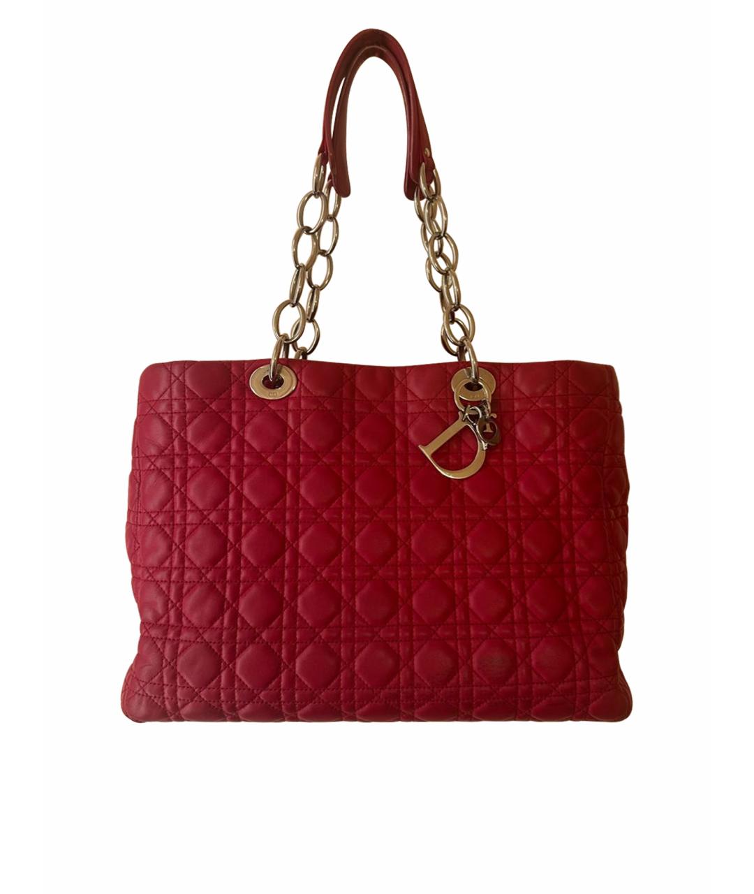 CHRISTIAN DIOR Красная кожаная сумка тоут, фото 1