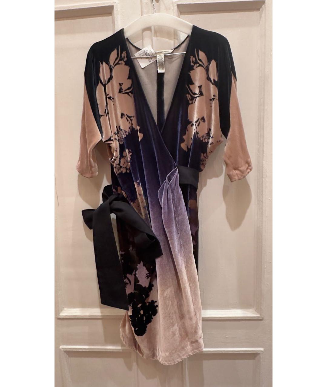 DIANE VON FURSTENBERG Мульти бархатное коктейльное платье, фото 9