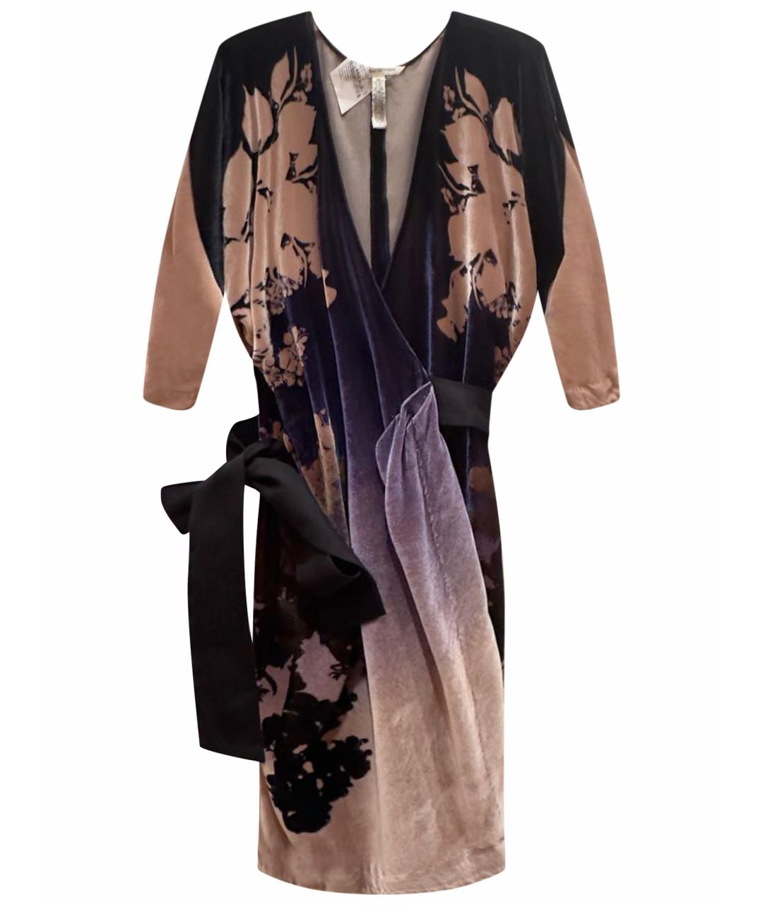 DIANE VON FURSTENBERG Мульти бархатное коктейльное платье, фото 1