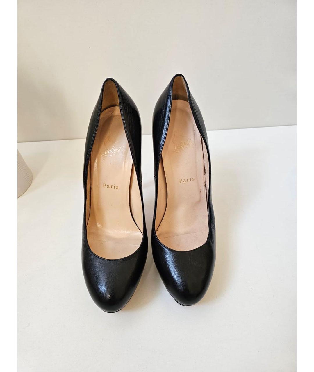 CHRISTIAN LOUBOUTIN Черные кожаные туфли, фото 2