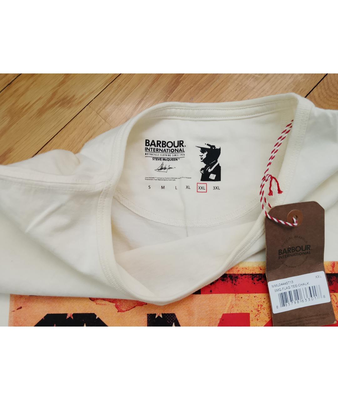 BARBOUR Бежевая хлопковая футболка, фото 3