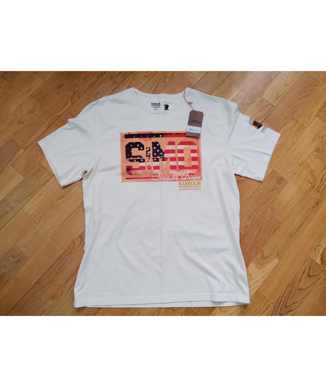 BARBOUR Бежевая хлопковая футболка, фото 4