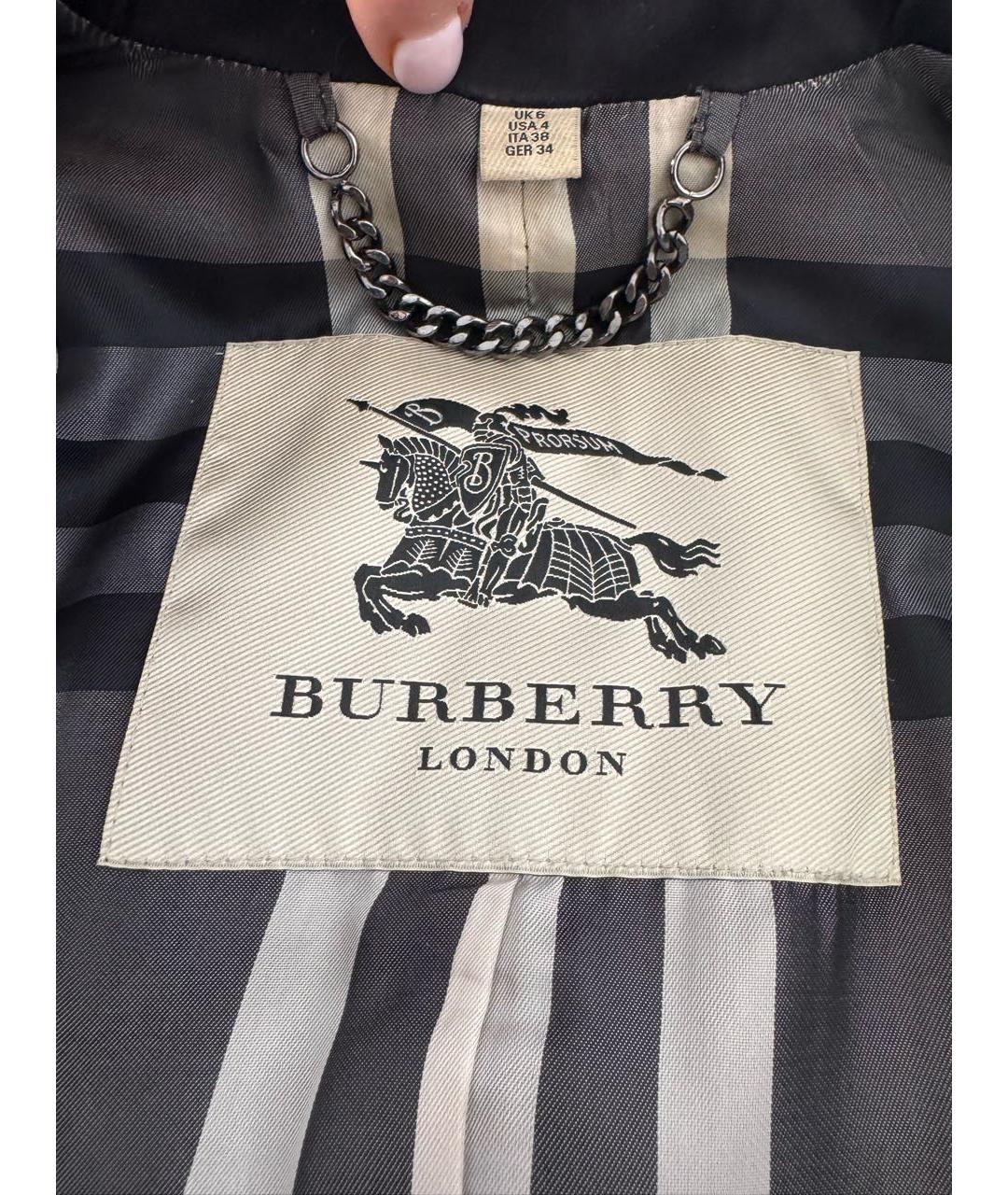 BURBERRY Черный хлопковый тренч/плащ, фото 3