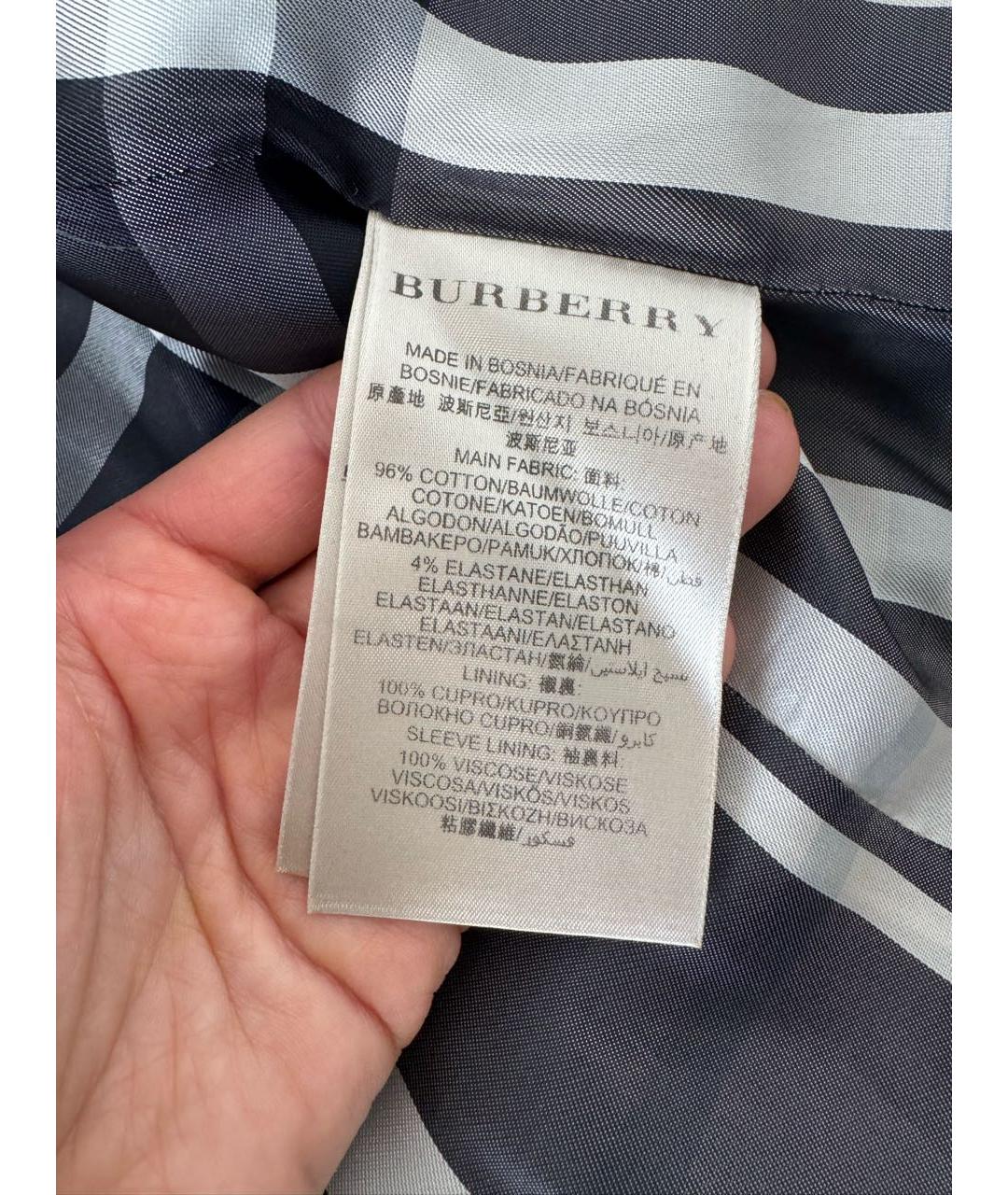 BURBERRY Черный хлопковый тренч/плащ, фото 6