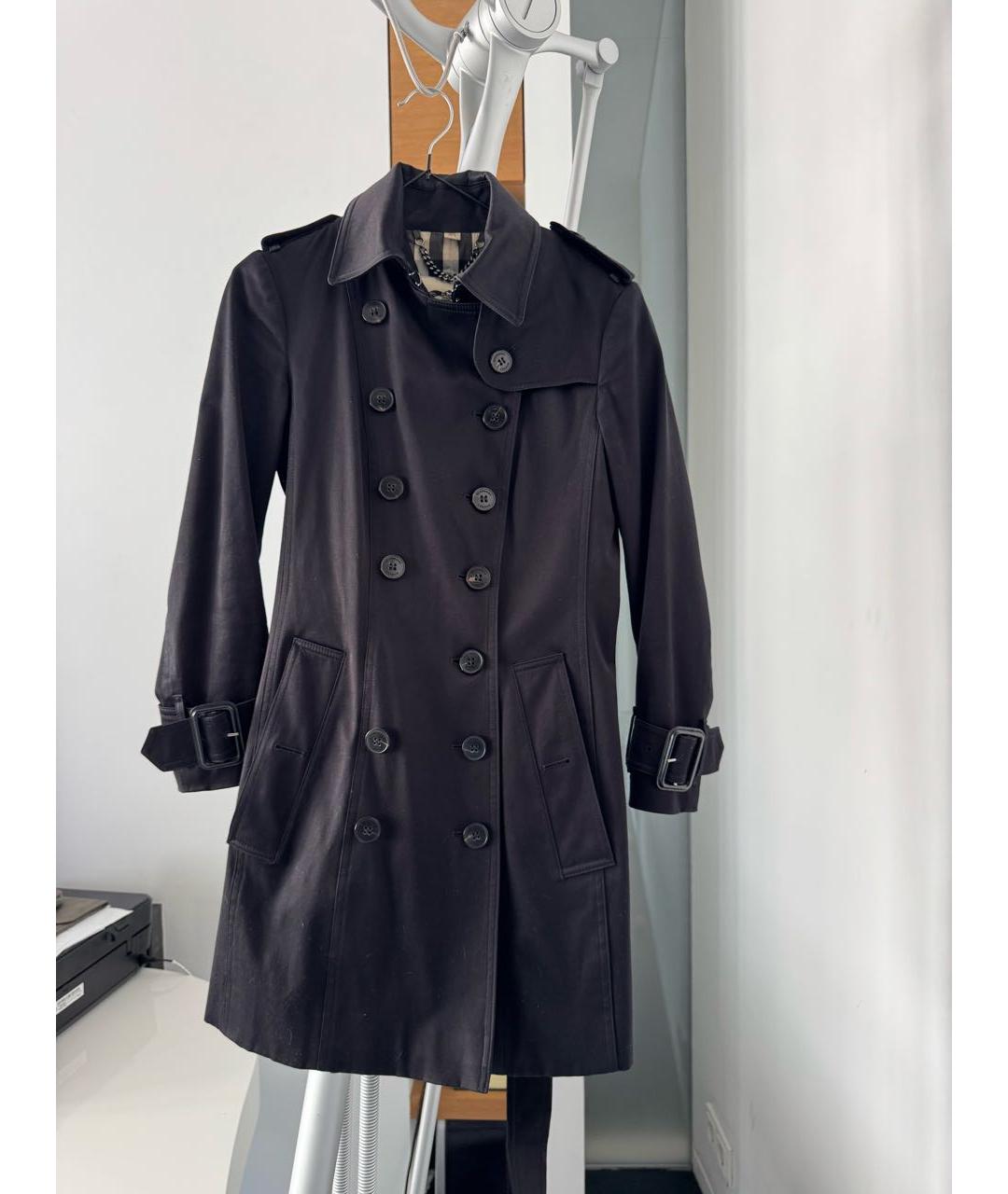 BURBERRY Черный хлопковый тренч/плащ, фото 9