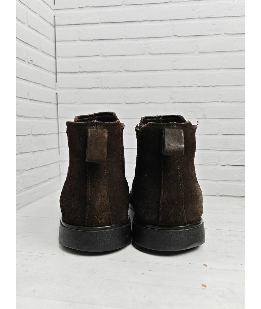 SANTONI Коричневые замшевые высокие ботинки, фото 4