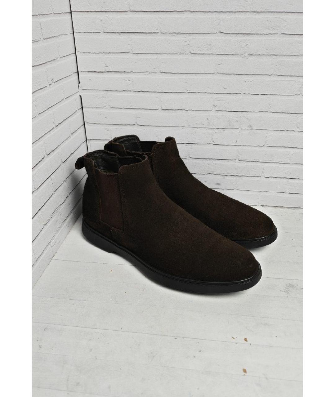 SANTONI Коричневые замшевые высокие ботинки, фото 3