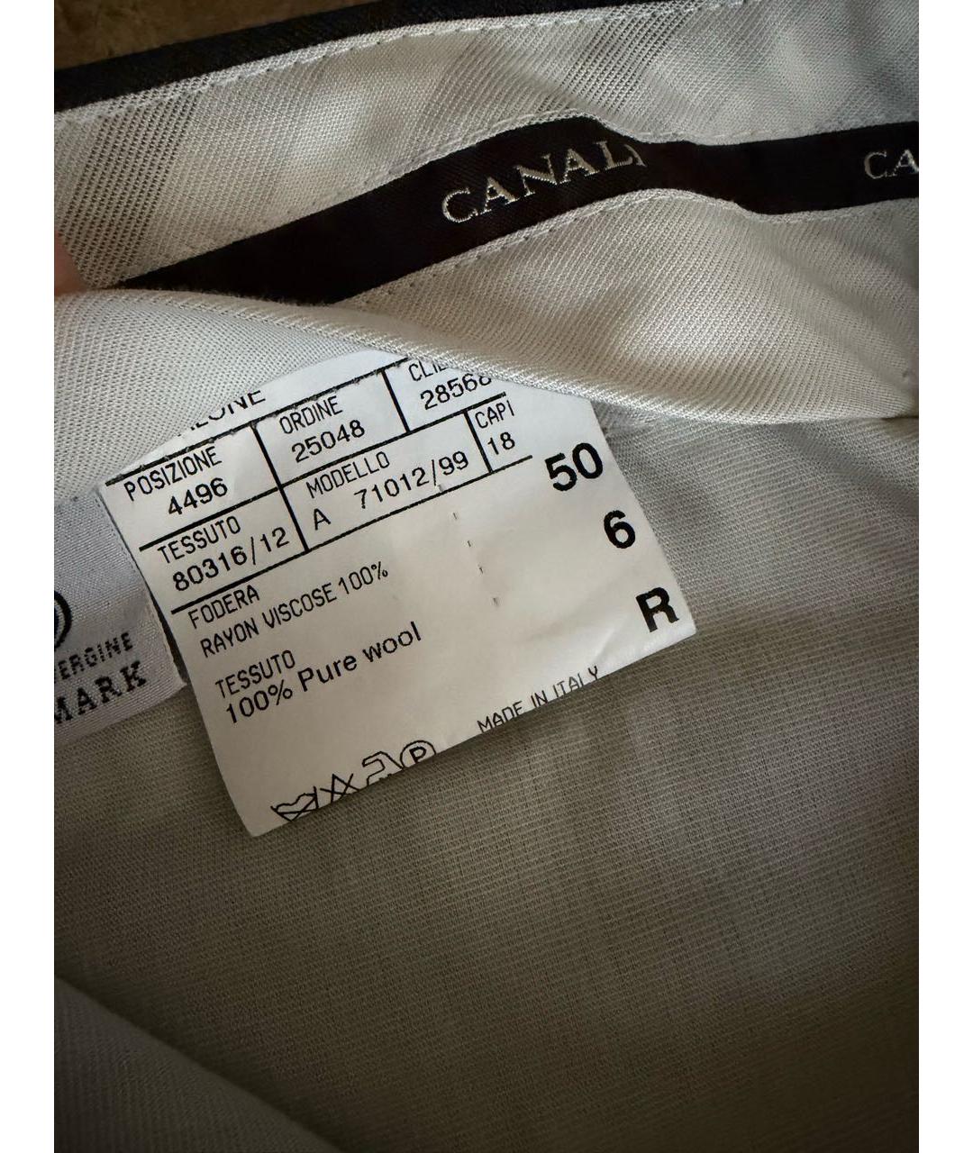 CANALI Серые шерстяные классические брюки, фото 3