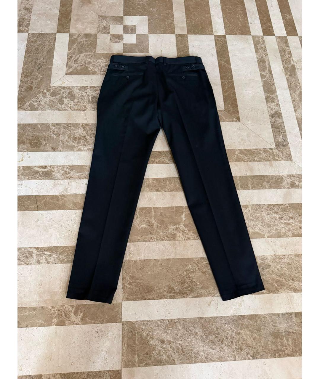 DOLCE&GABBANA Темно-синие хлопковые классические брюки, фото 2