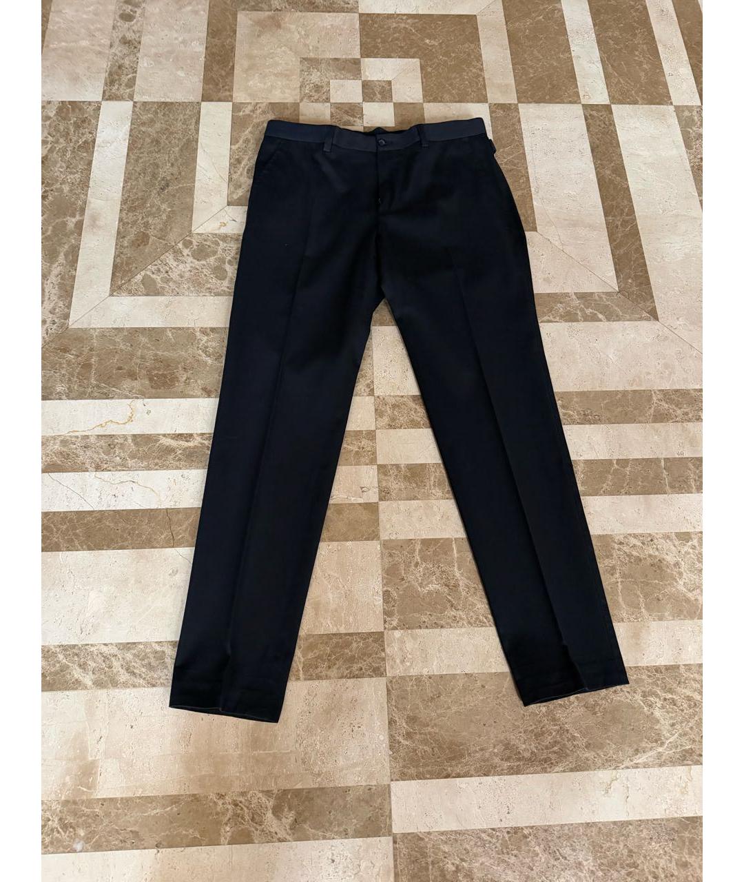DOLCE&GABBANA Темно-синие хлопковые классические брюки, фото 4