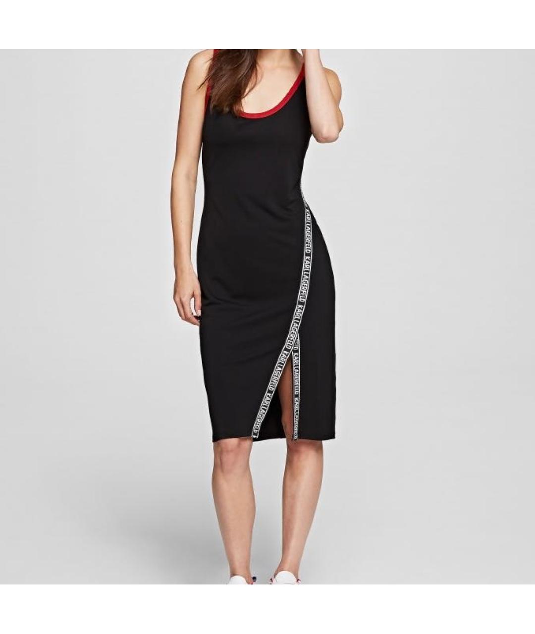 KARL LAGERFELD Черное вискозное повседневное платье, фото 6