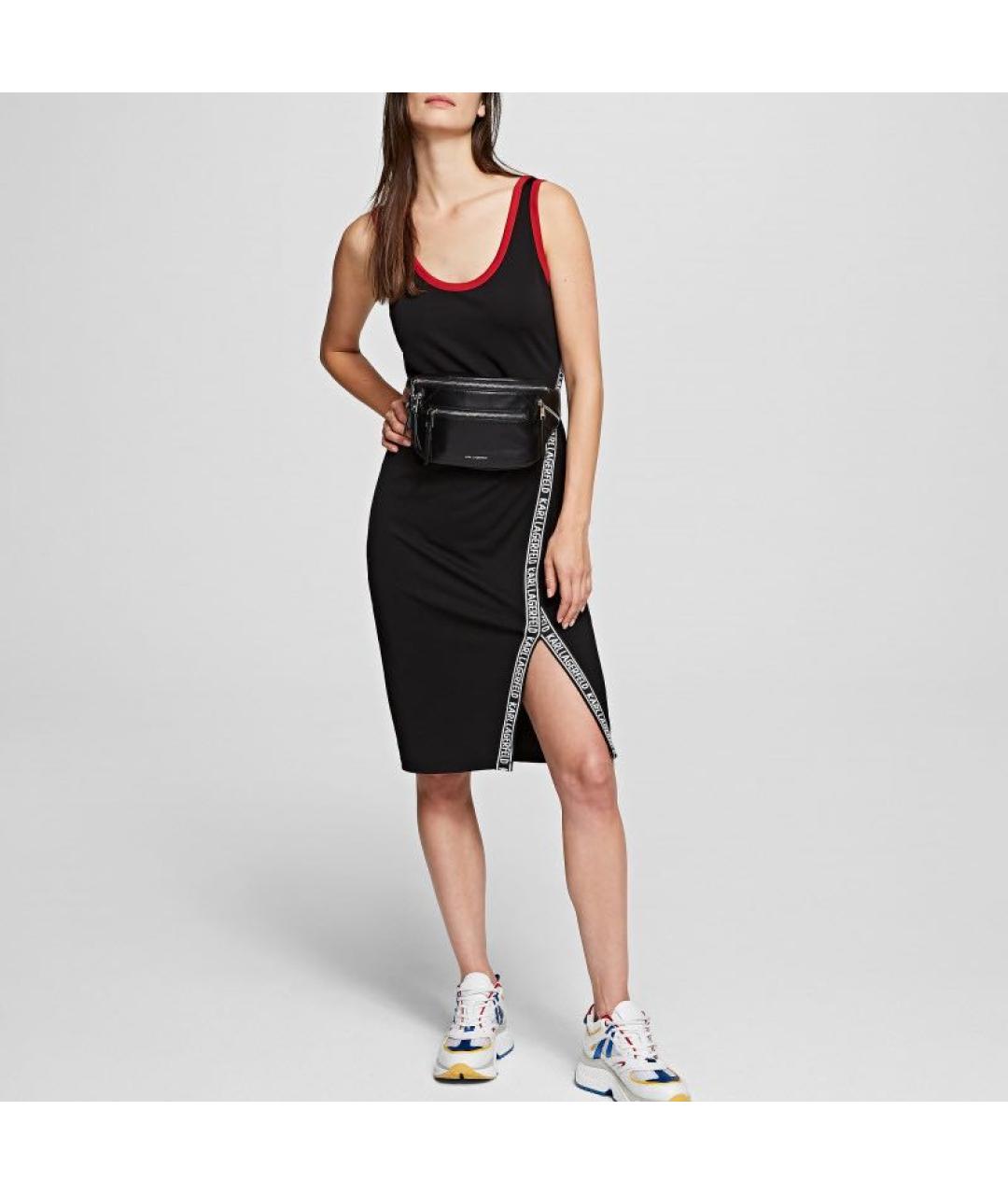 KARL LAGERFELD Черное вискозное повседневное платье, фото 8