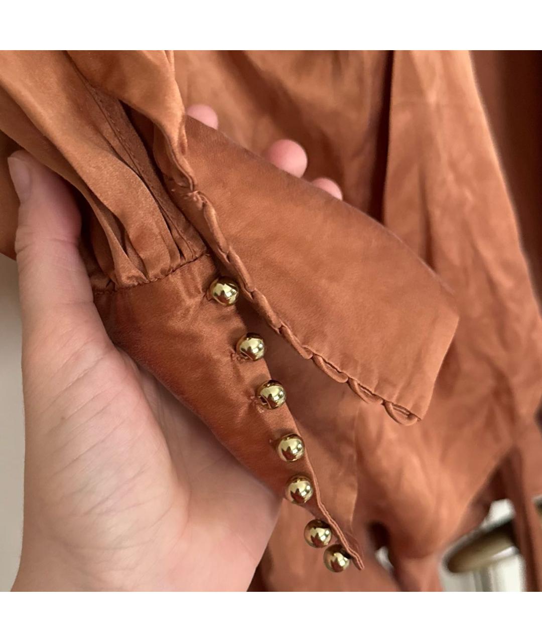 ZIMMERMANN Коричневое шелковое повседневное платье, фото 5