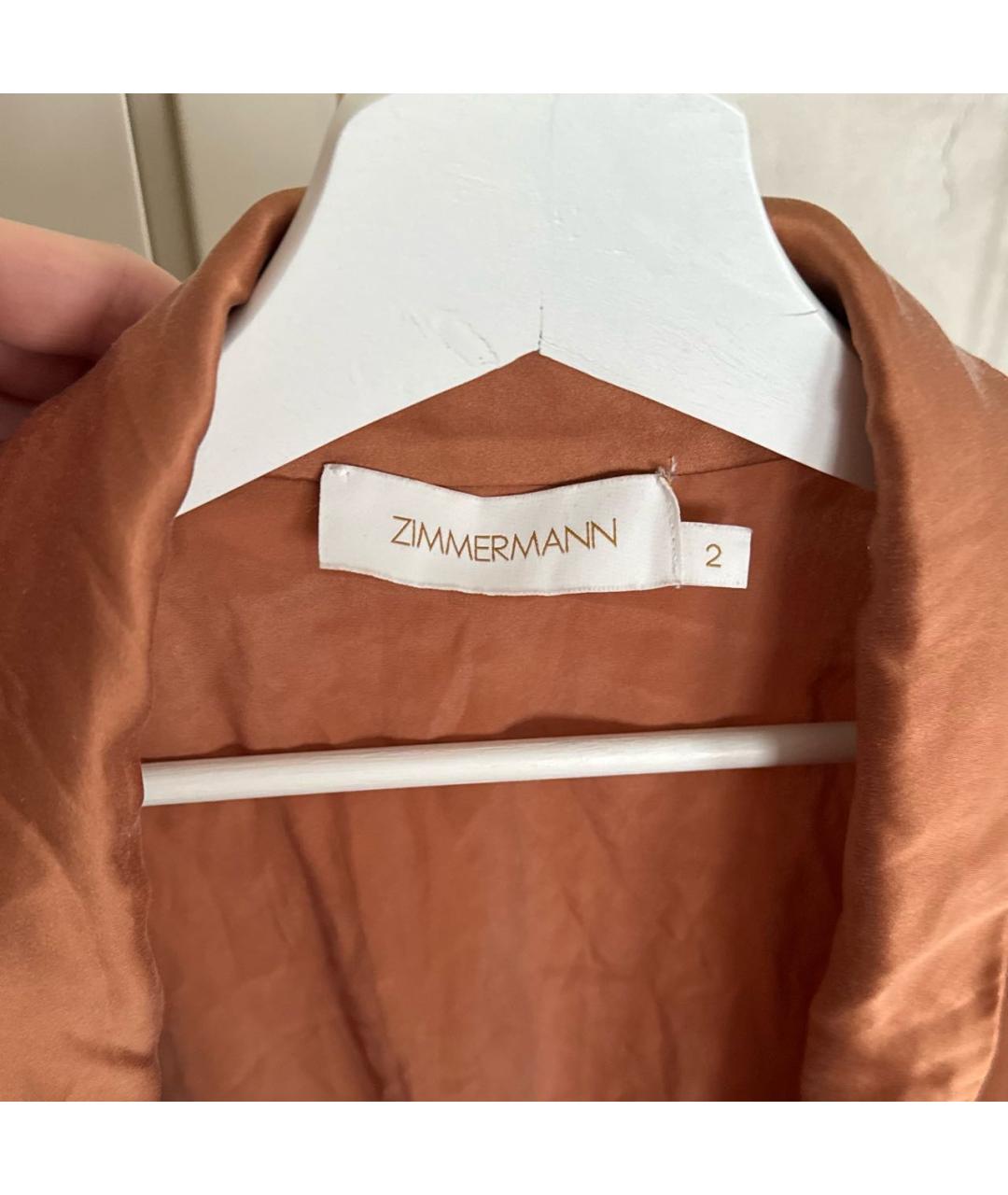 ZIMMERMANN Коричневое шелковое повседневное платье, фото 3