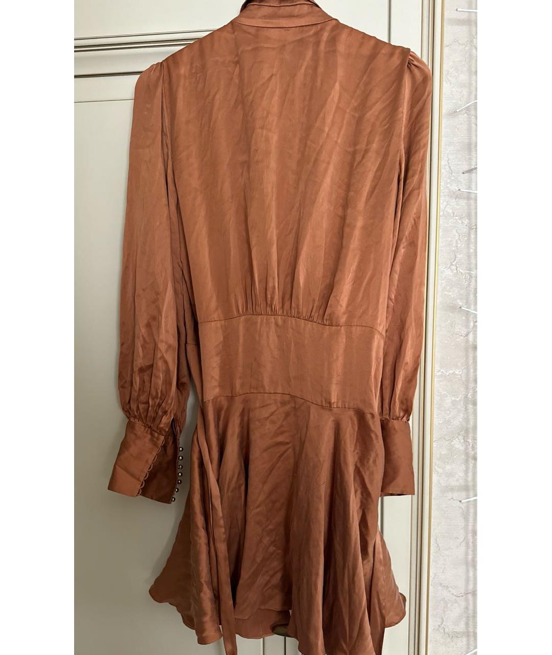 ZIMMERMANN Коричневое шелковое повседневное платье, фото 2