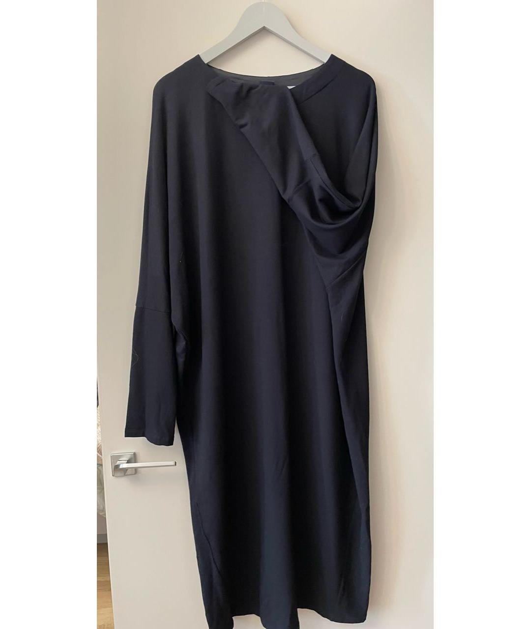 MAX MARA STUDIO Темно-синее хлопко-эластановое повседневное платье, фото 4