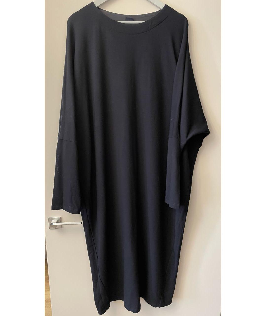 MAX MARA STUDIO Темно-синее хлопко-эластановое повседневное платье, фото 2
