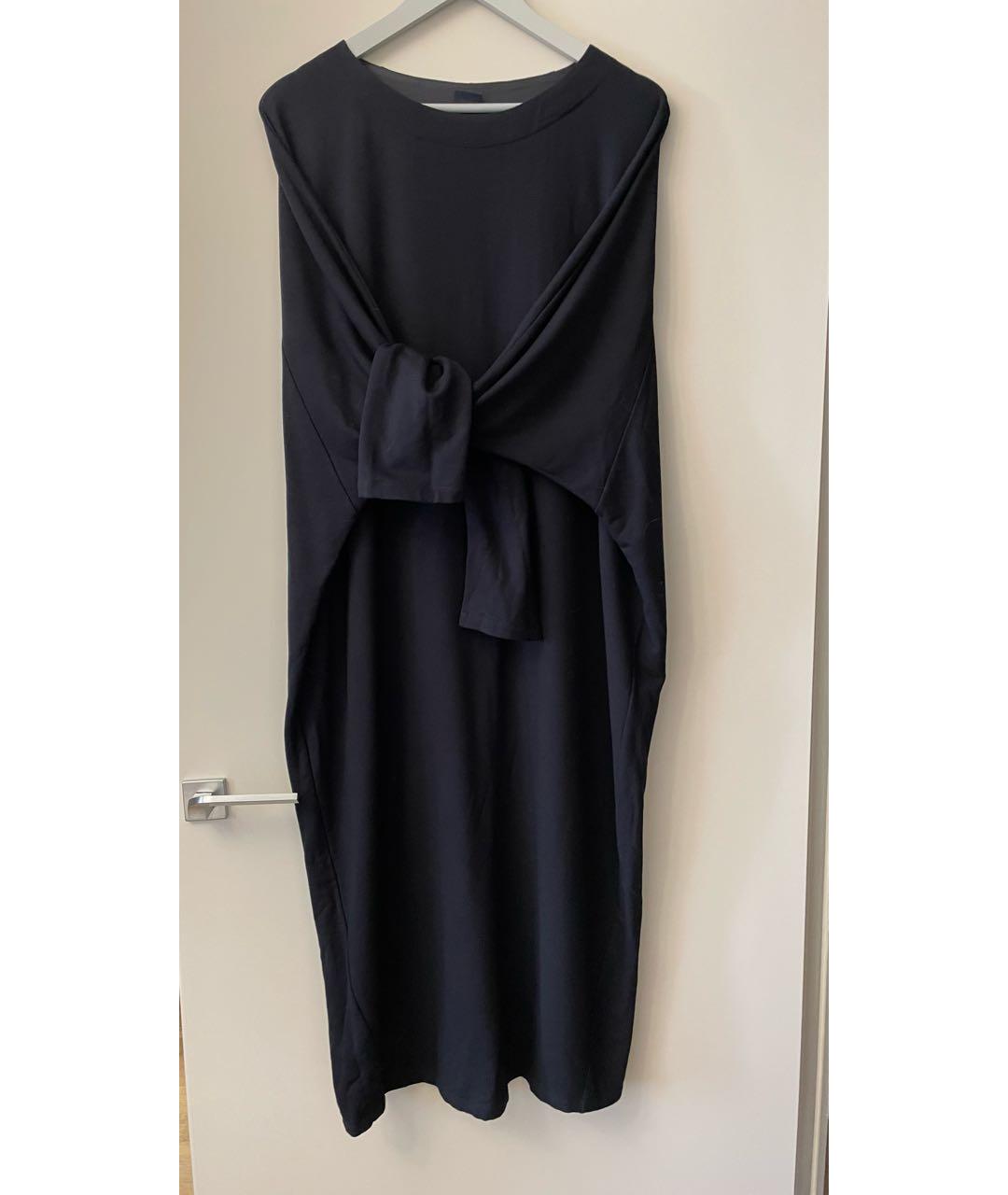 MAX MARA STUDIO Темно-синее хлопко-эластановое повседневное платье, фото 6