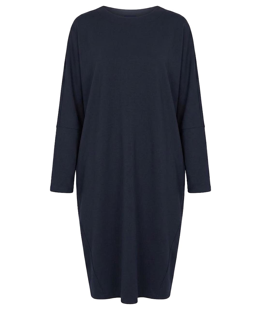 MAX MARA STUDIO Темно-синее хлопко-эластановое повседневное платье, фото 1