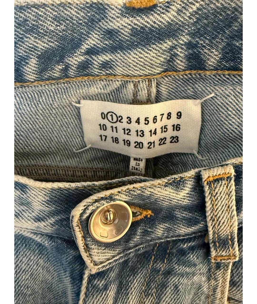 MAISON MARGIELA Голубые хлопковые прямые джинсы, фото 3
