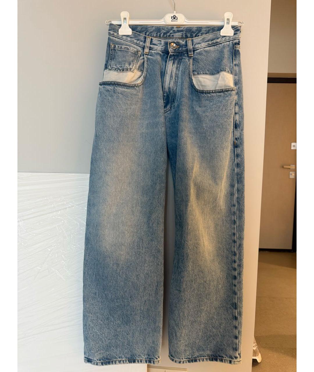 MAISON MARGIELA Голубые хлопковые прямые джинсы, фото 6