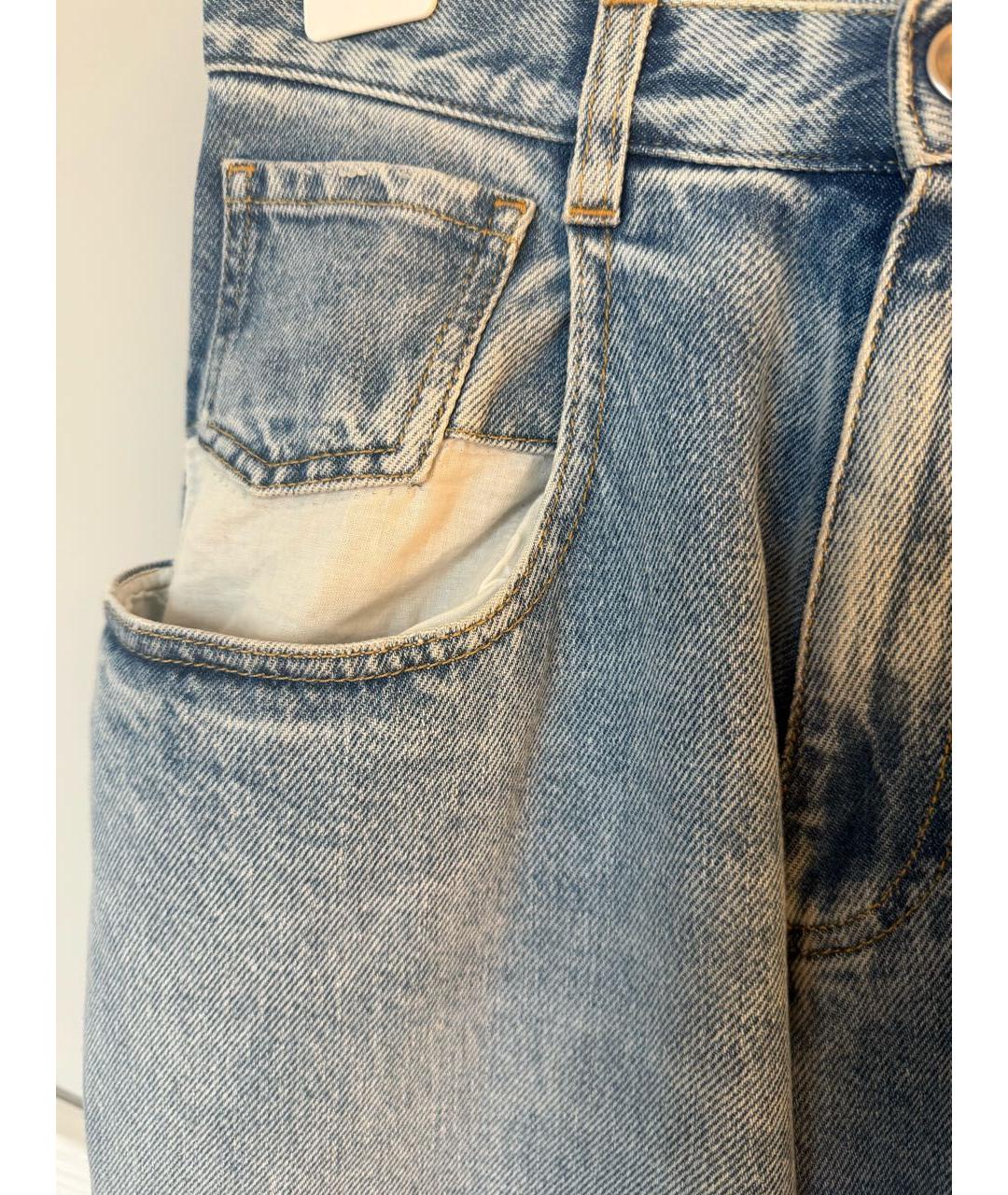 MAISON MARGIELA Голубые хлопковые прямые джинсы, фото 4