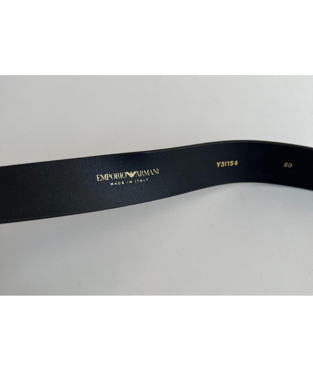 EMPORIO ARMANI Черный кожаный ремень, фото 3
