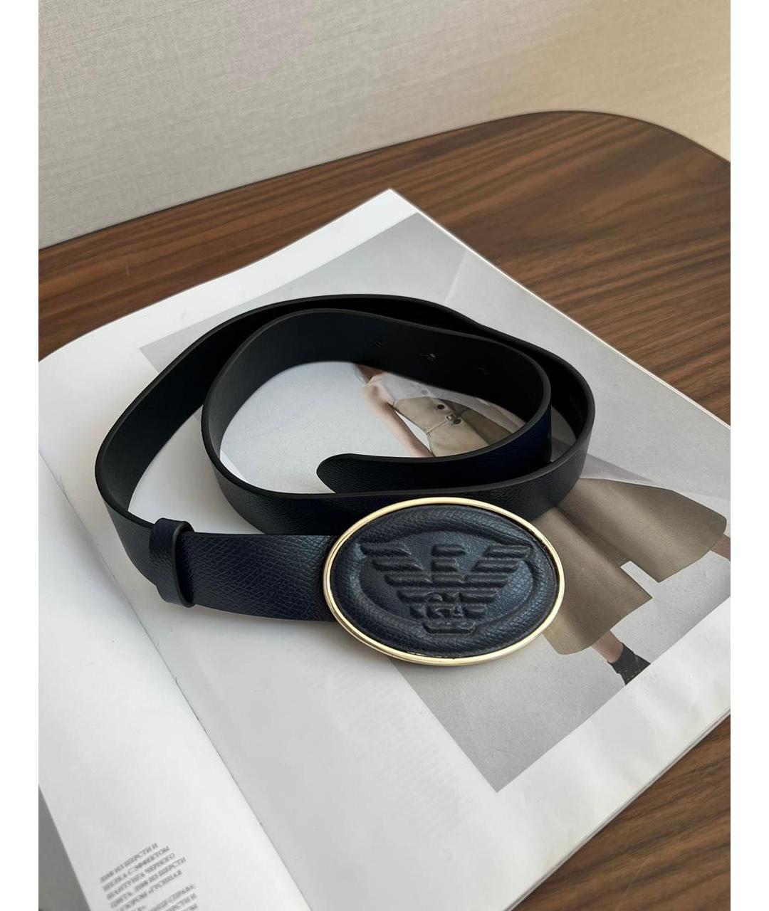 EMPORIO ARMANI Черный кожаный ремень, фото 9