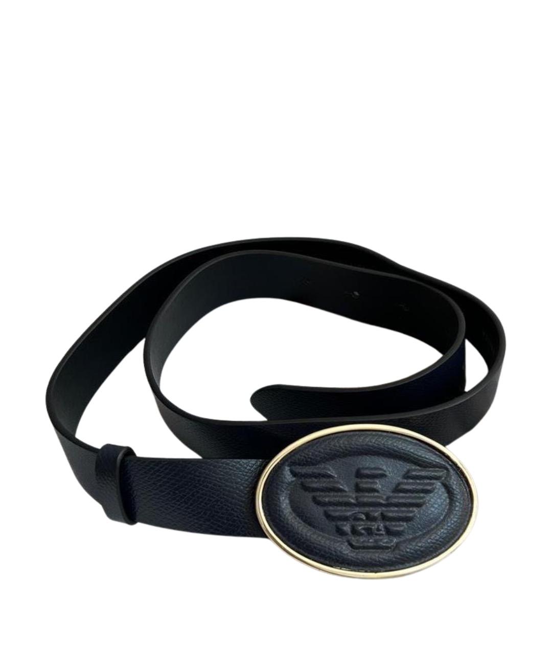 EMPORIO ARMANI Черный кожаный ремень, фото 1