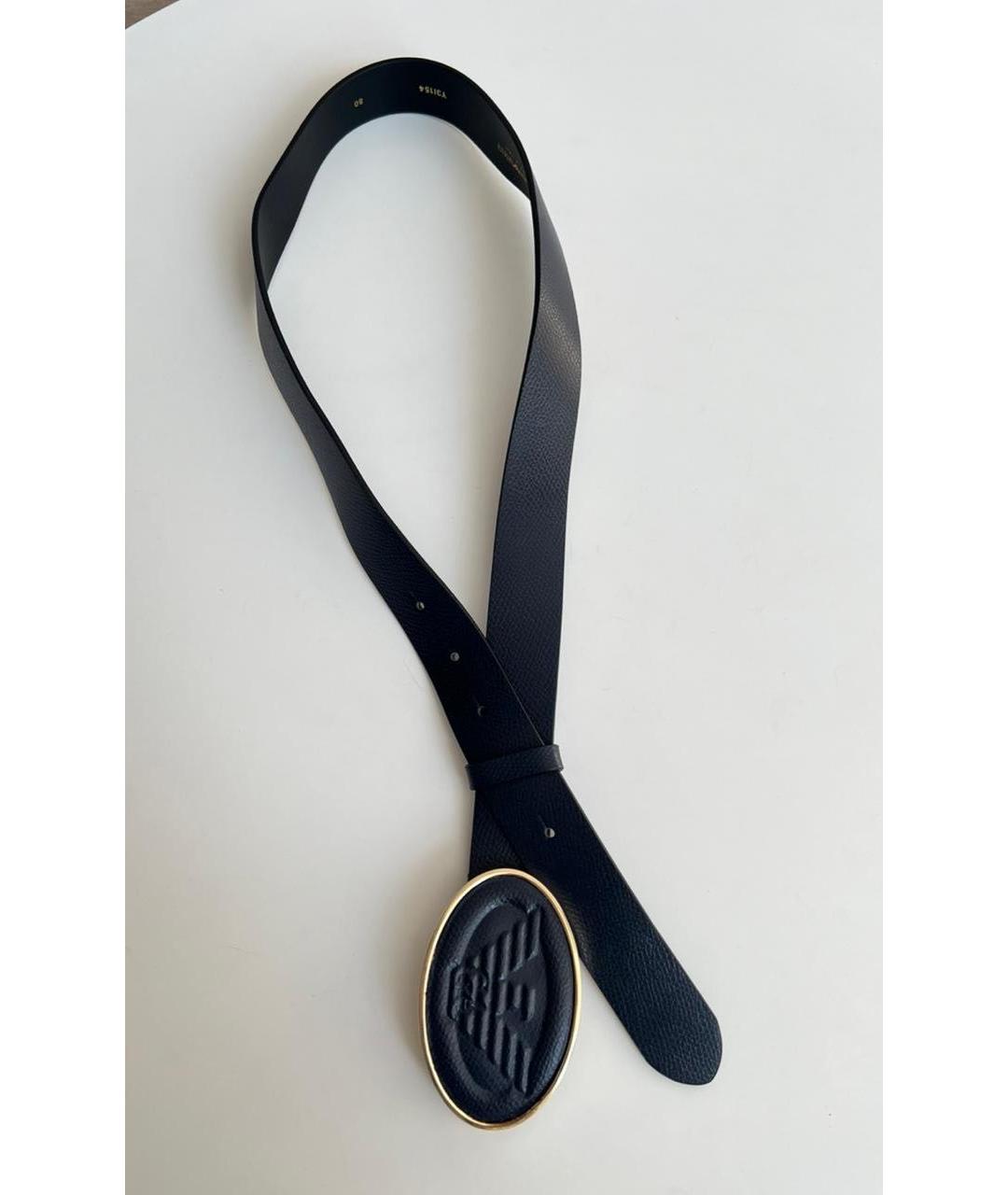 EMPORIO ARMANI Черный кожаный ремень, фото 5