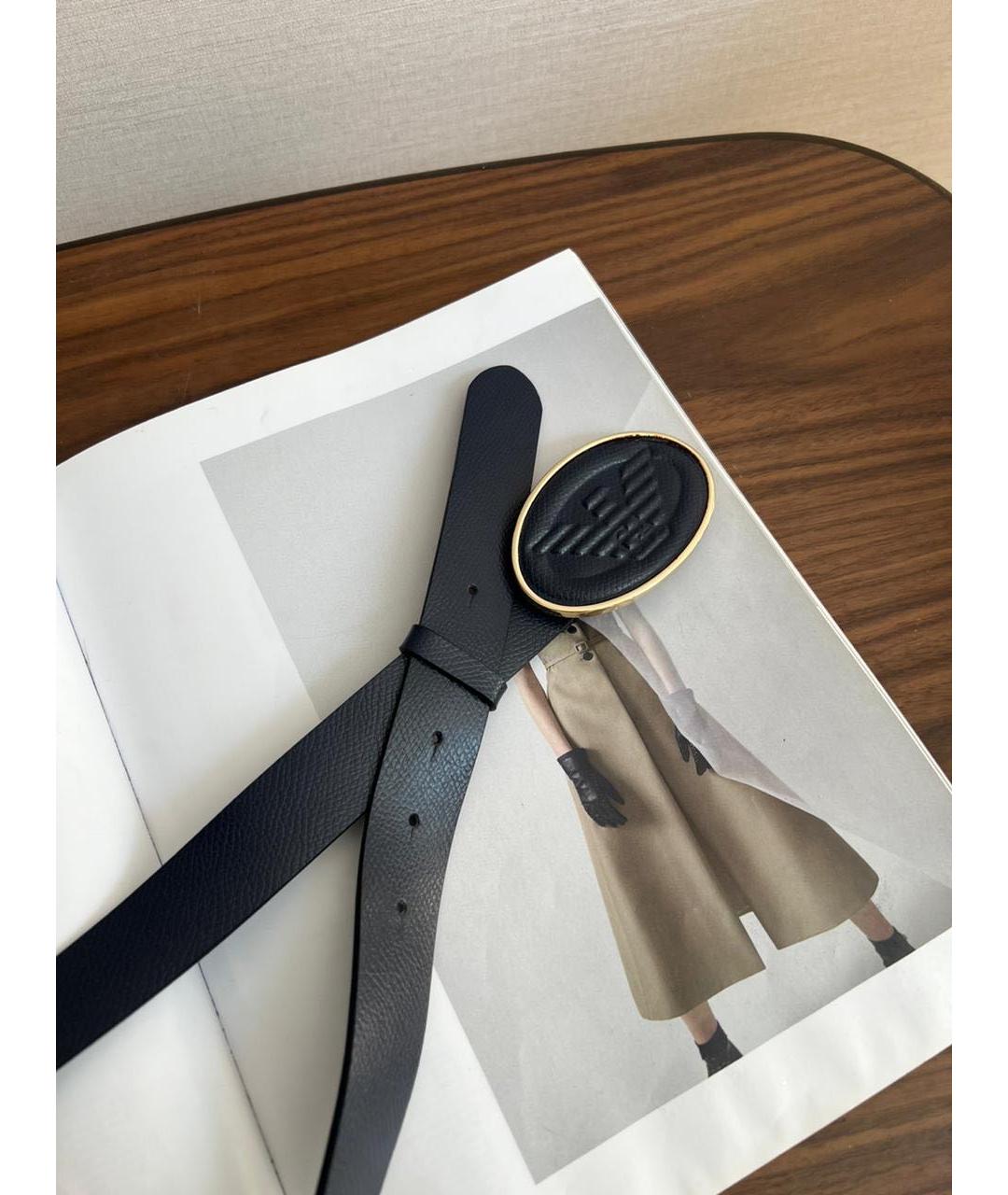 EMPORIO ARMANI Черный кожаный ремень, фото 2