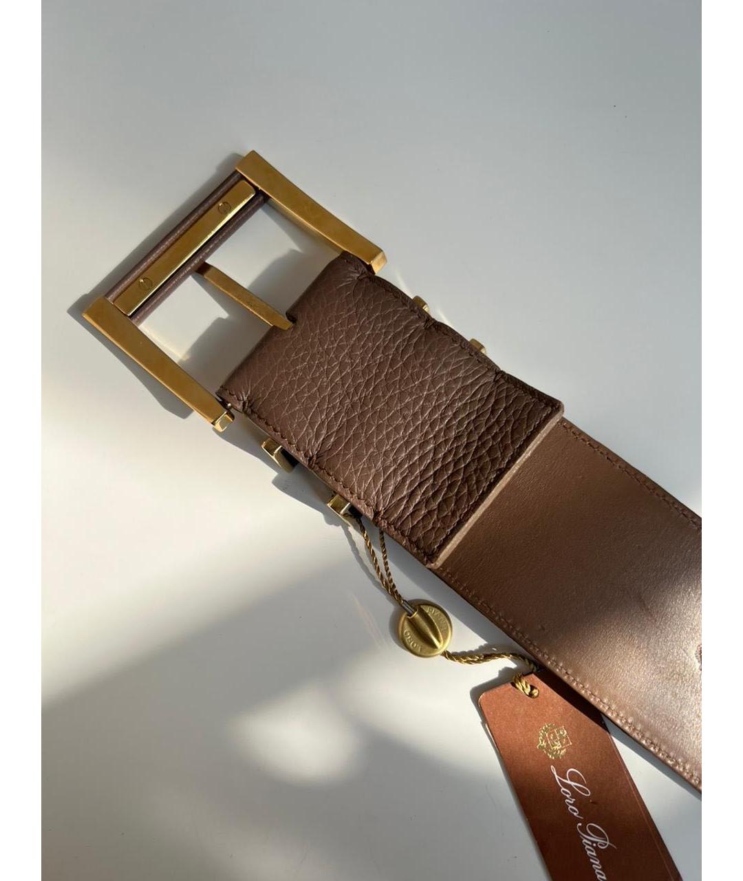 LORO PIANA Коричневый кожаный ремень, фото 5
