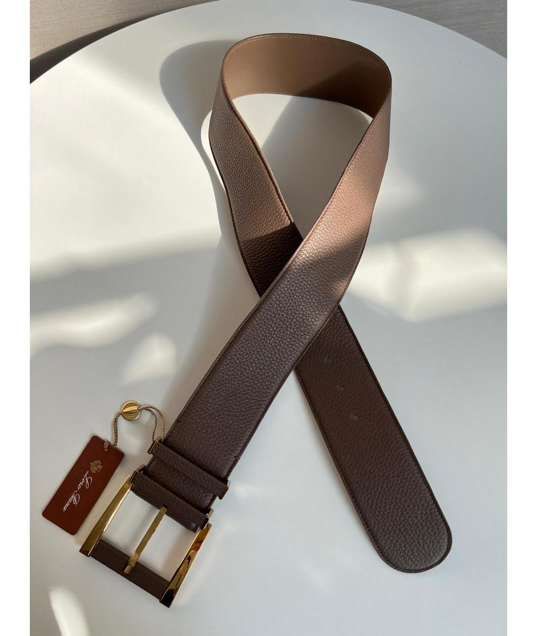 LORO PIANA Коричневый кожаный ремень, фото 9