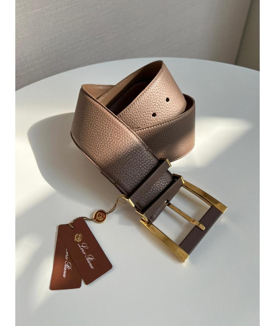 LORO PIANA Коричневый кожаный ремень, фото 2
